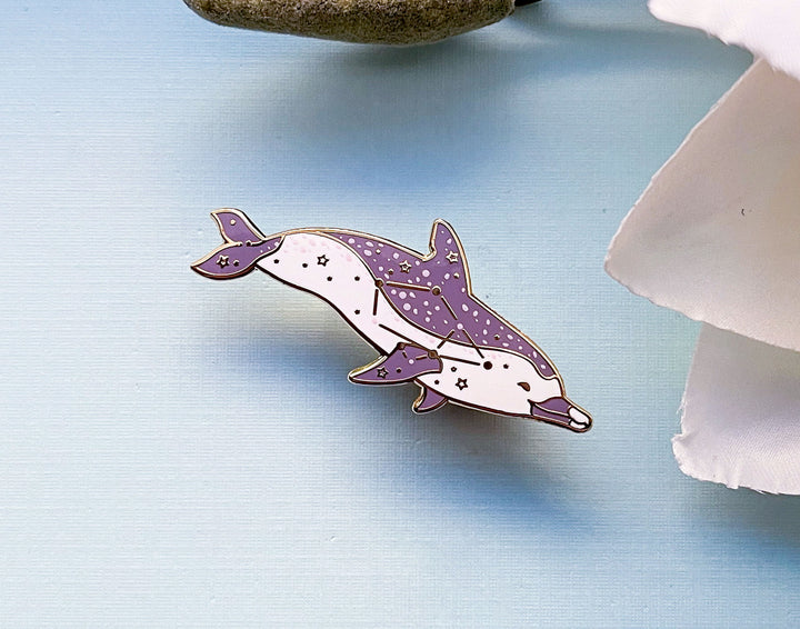 Auriga Constellation Pantropical Spotted Dolphin Enamel Pin