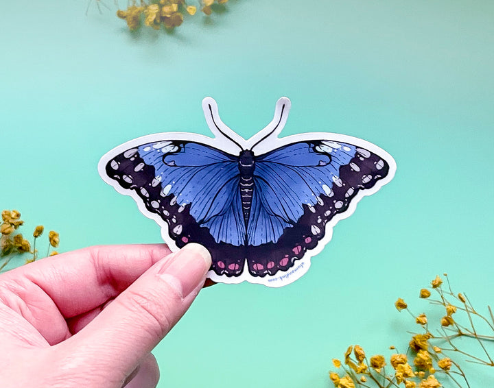 Blue Morpho Butterfly Clear Vinyl Sticker