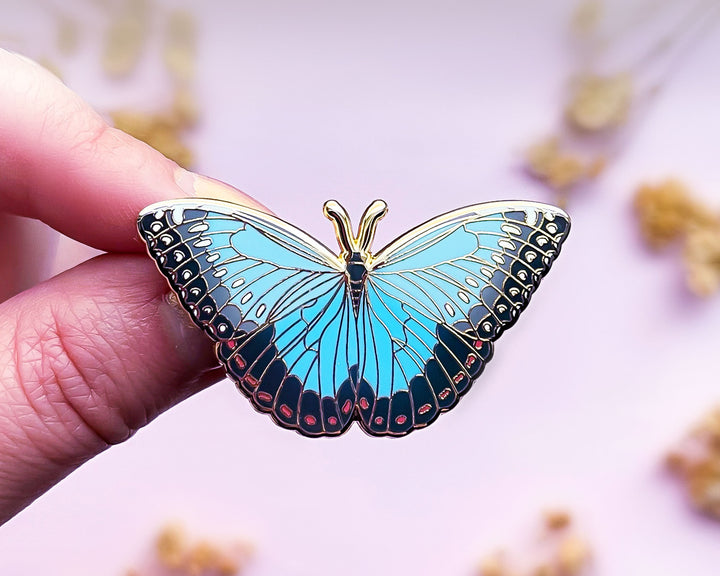 Blue Morpho Butterfly (Morpho peleides) Enamel Pin