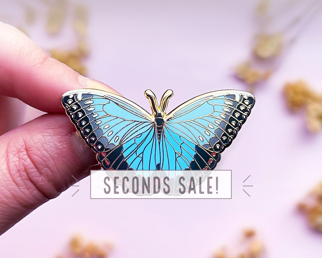 Blue Morpho Butterfly Enamel Pin (Seconds)