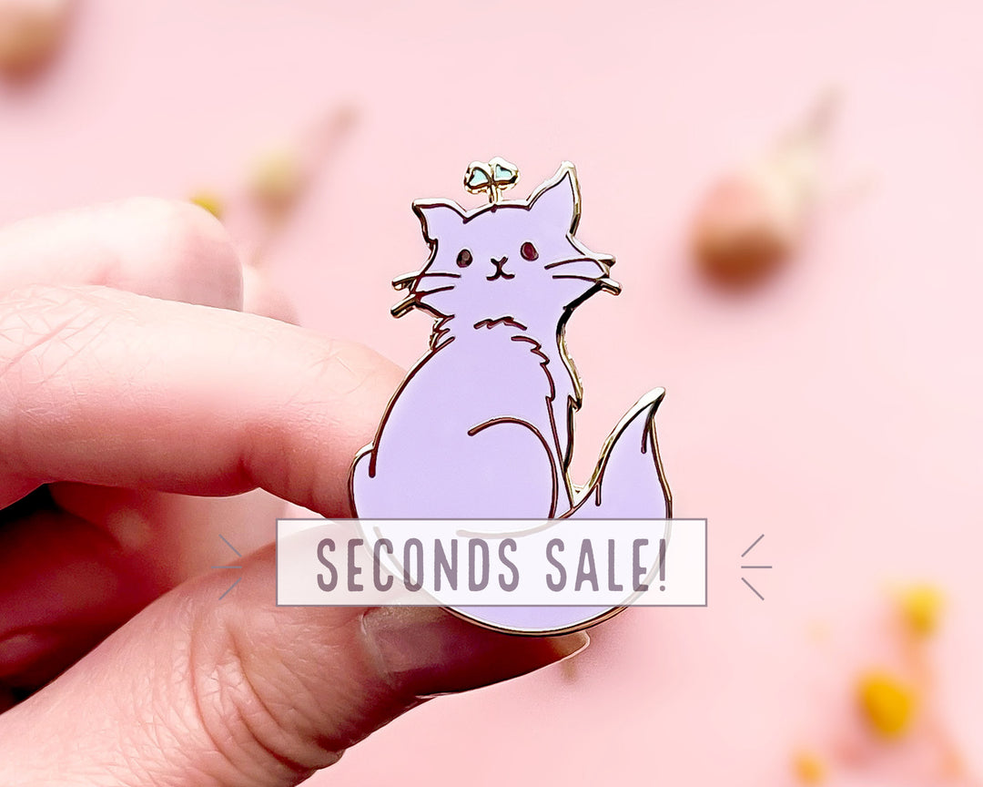 Broccoli Sprout Cat Enamel Pin (Seconds)