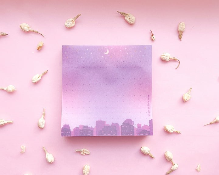 Starry Cityscape Vellum Sticky Notepad