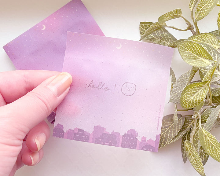 Starry Cityscape Vellum Sticky Notepad