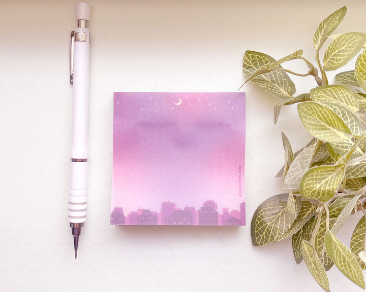 Starry Cityscape Vellum Sticky Notepad