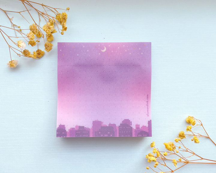 Starry Cityscape Vellum Sticky Notepad