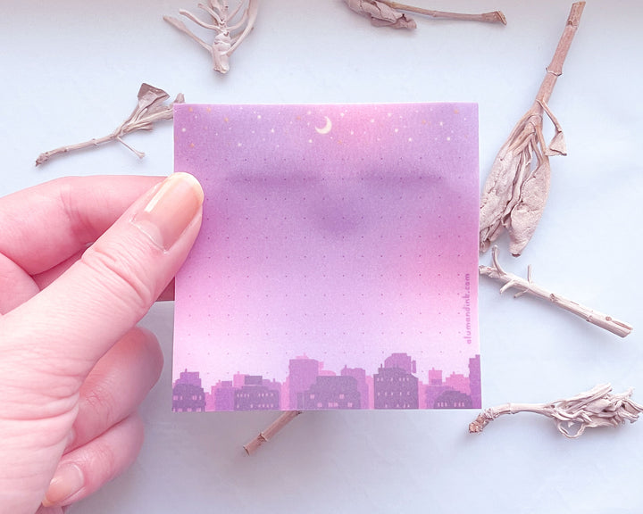 Starry Cityscape Vellum Sticky Notepad