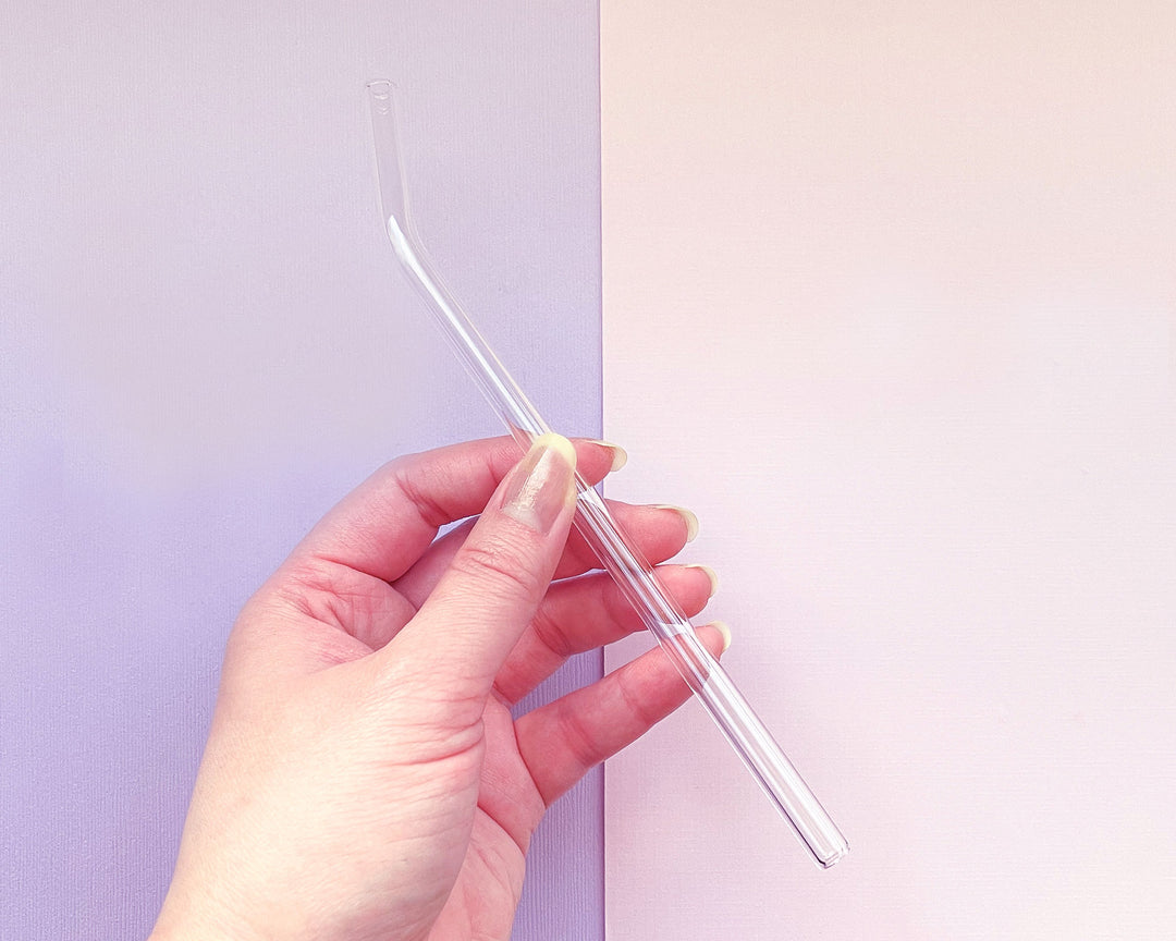 Angled Clear Glass Straw