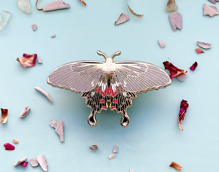 Common Mormon Butterfly (Papilio polytes) Enamel Pin