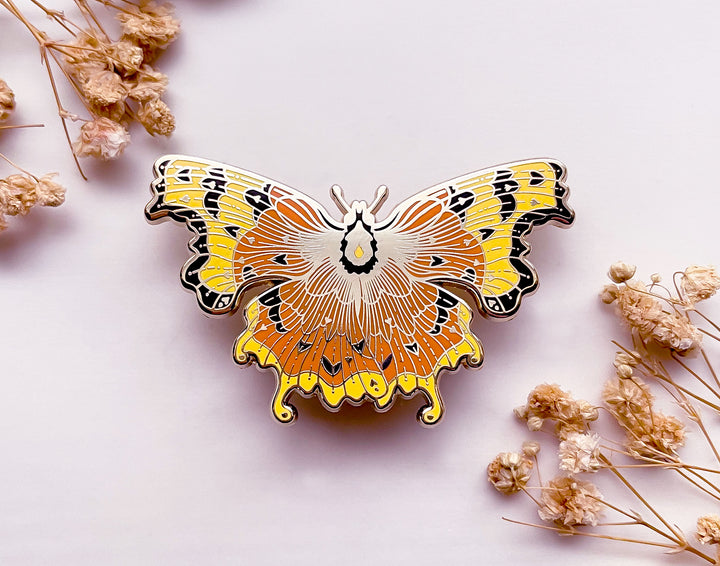 Comma Butterfly (Polygonia c-album) Enamel Pin