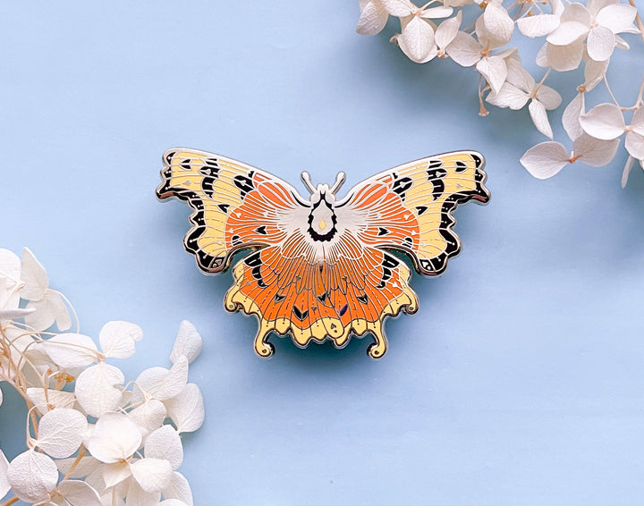 Comma Butterfly (Polygonia c-album) Enamel Pin