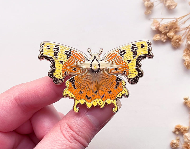 Comma Butterfly (Polygonia c-album) Enamel Pin