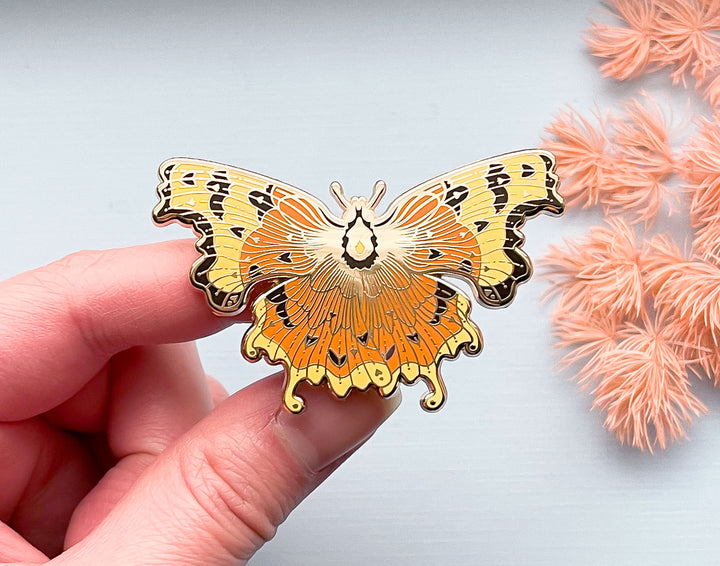 Comma Butterfly (Polygonia c-album) Enamel Pin