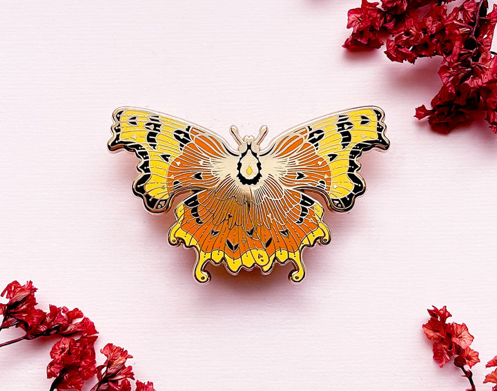 Comma Butterfly (Polygonia c-album) Enamel Pin