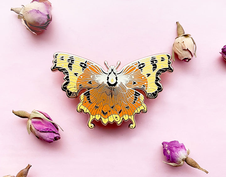 Comma Butterfly (Polygonia c-album) Enamel Pin
