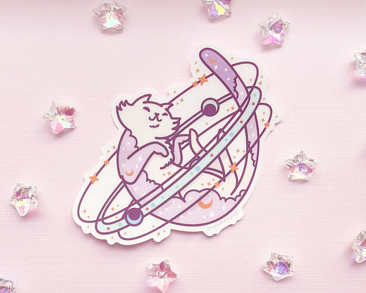 Cosmic Cat Clear Vinyl Sticker