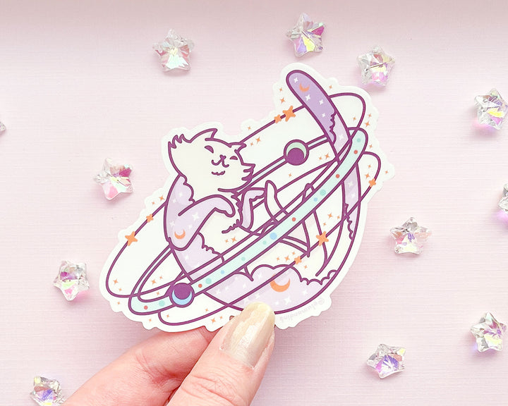 Cosmic Cat Clear Vinyl Sticker