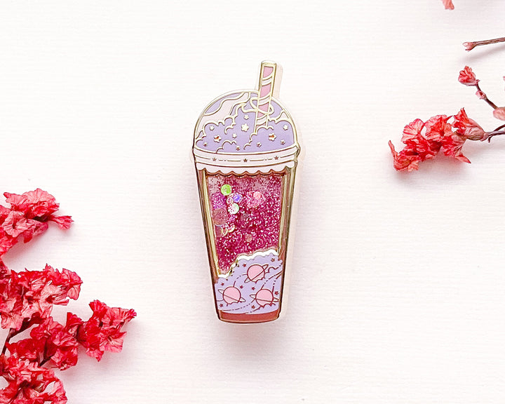 Cosmic Boba Tea Enamel Pin