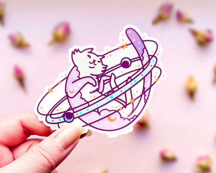 Cosmic Cat Clear Vinyl Sticker