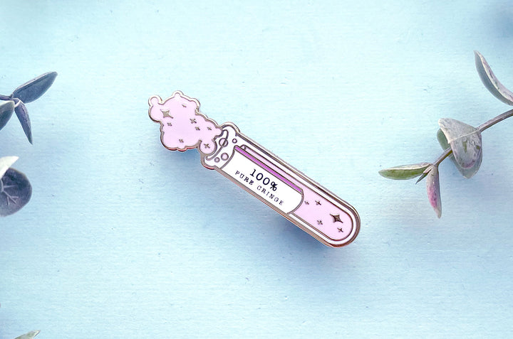 100% Pure Cringe Test Tube Enamel Pin