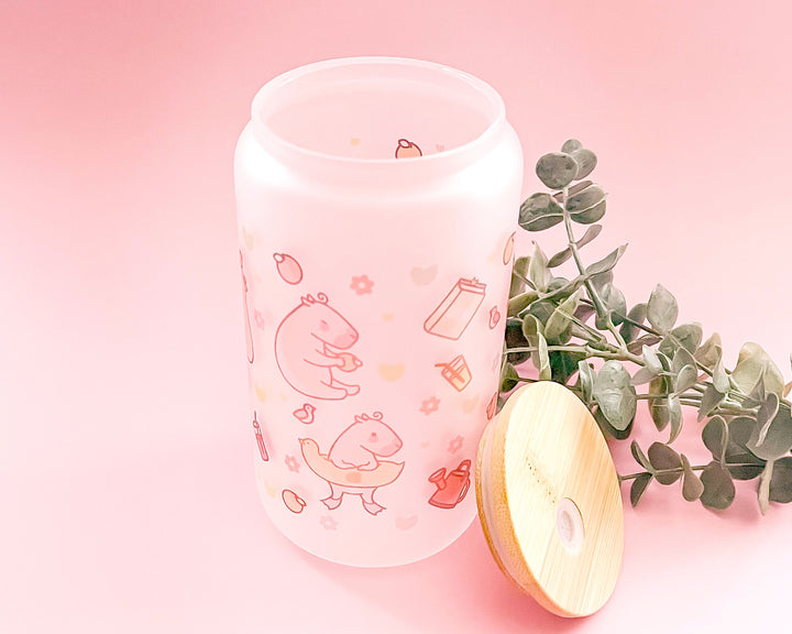 Curly the Capybara Frosted Glass Tumbler