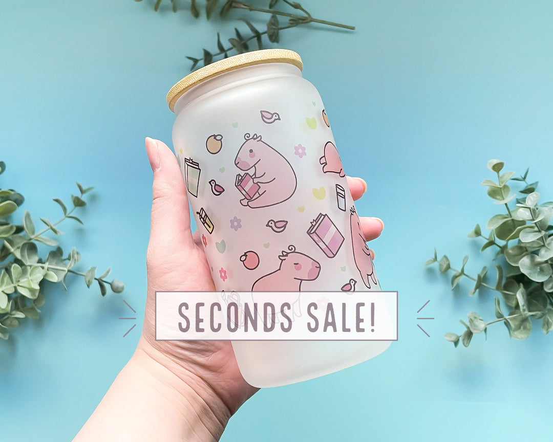 Curly the Capybara Frosted Glass Tumbler (Seconds)