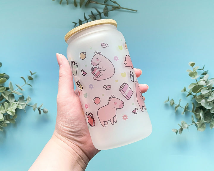 Curly the Capybara Frosted Glass Tumbler