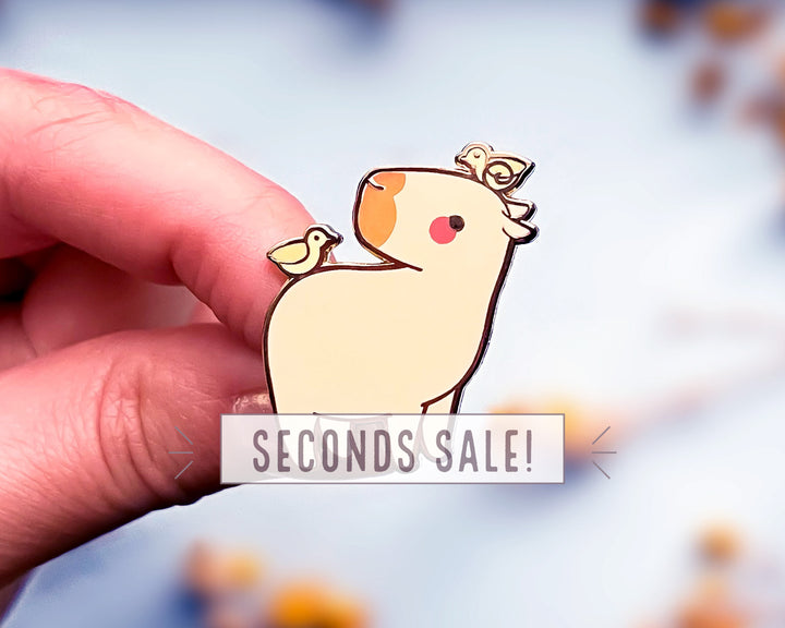 Curly the Capybara and Bird Friends Enamel Pin (Seconds)