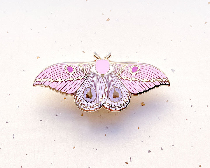 Dognin's Pink Bullseye Moth (Leucanella apollinairei) Enamel Pin