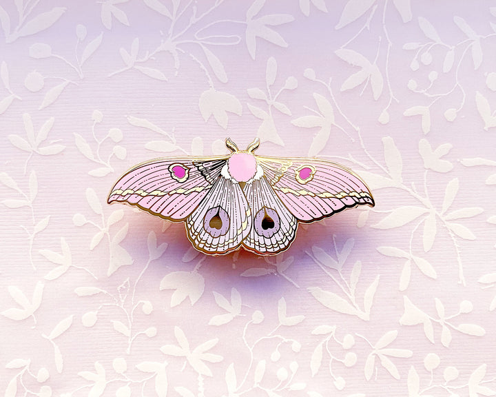 Dognin's Pink Bullseye Moth (Leucanella apollinairei) Enamel Pin