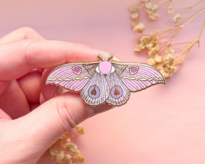 Dognin's Pink Bullseye Moth (Leucanella apollinairei) Enamel Pin
