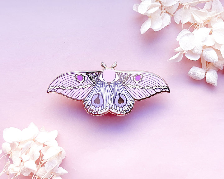 Dognin's Pink Bullseye Moth (Leucanella apollinairei) Enamel Pin