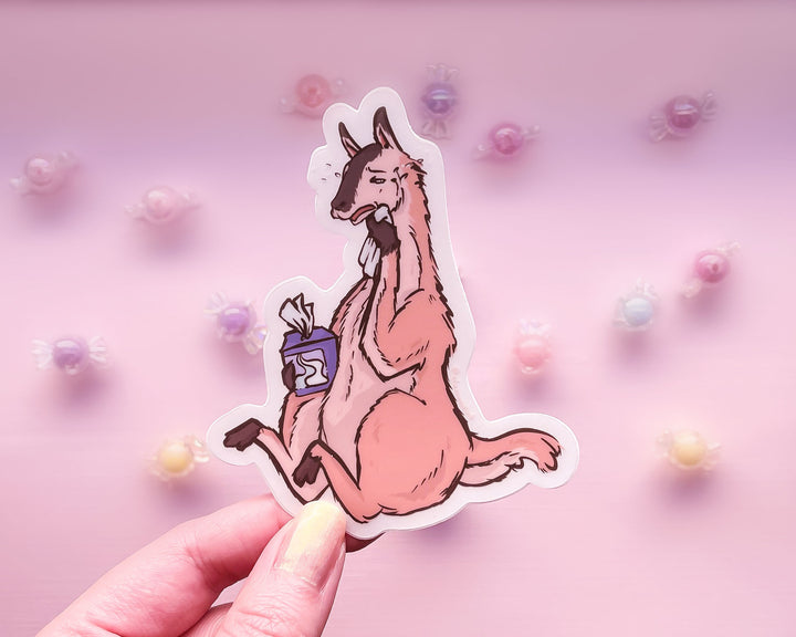 Drama Crying Llama Clear Vinyl Sticker