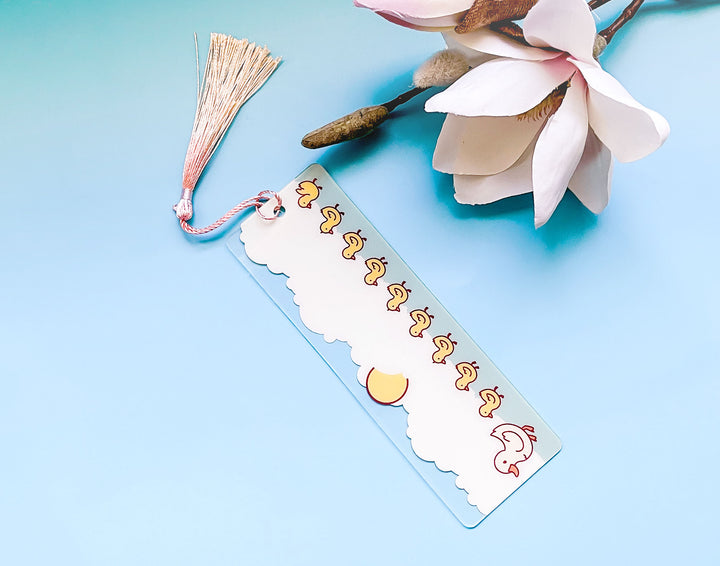 Duck Family Clear Bookmark With Pink and Cream Tassel