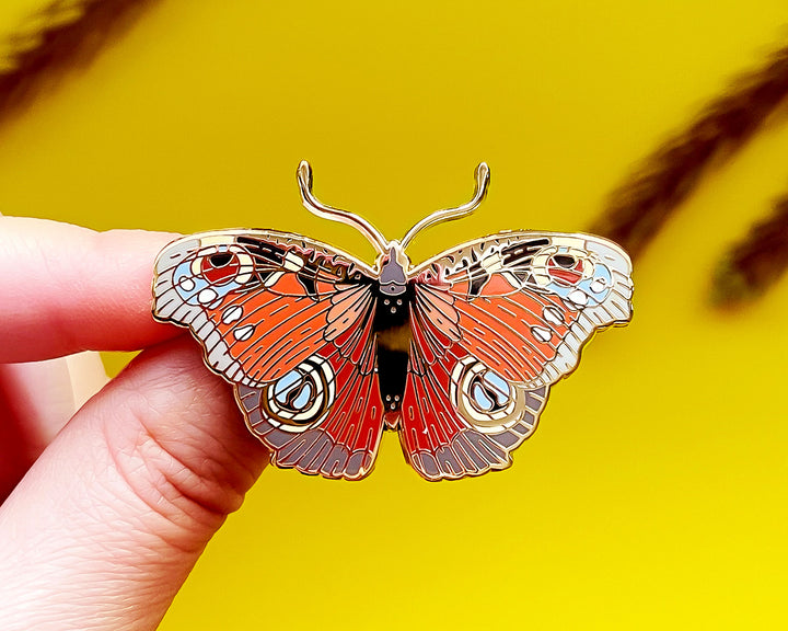 European Peacock Butterfly (Aglais io) Enamel Pin