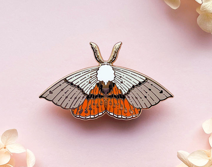Fallen Bark Looper Moth (Gastrophora henricaria) Enamel Pin