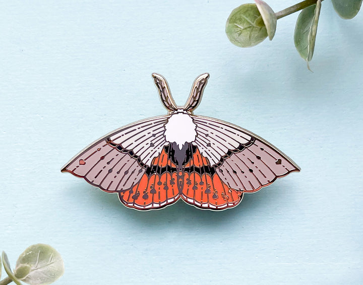 Fallen Bark Looper Moth (Gastrophora henricaria) Enamel Pin