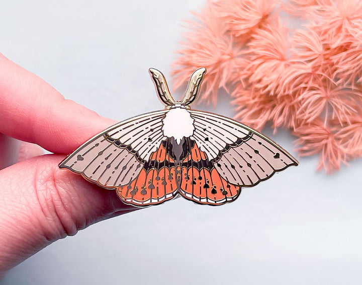 Fallen Bark Looper Moth (Gastrophora henricaria) Enamel Pin