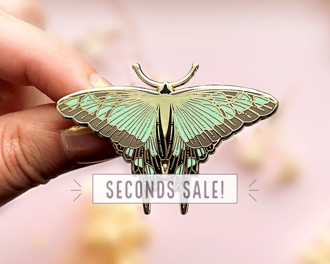 Glassy Bluebottle Butterfly Enamel Pin (Seconds)