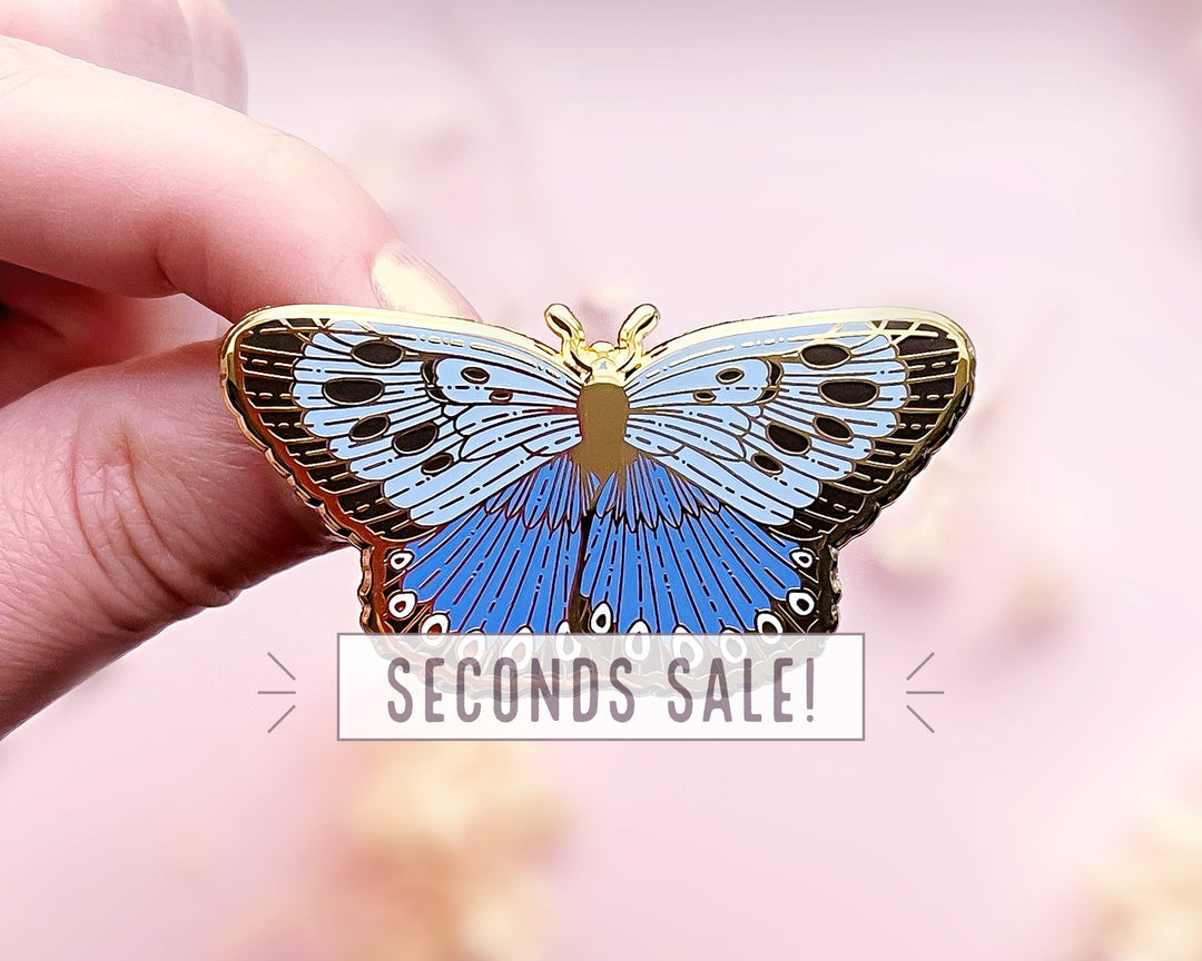 Large Blue Butterfly Enamel Pin (Seconds)