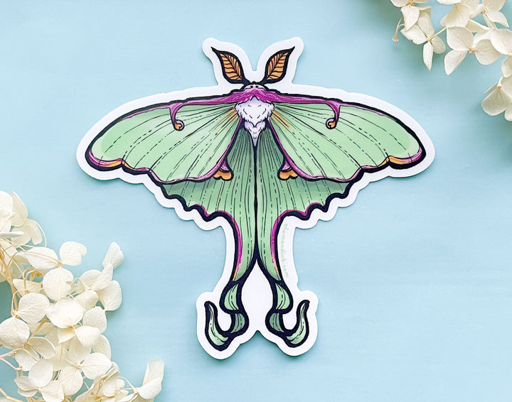 Luna Moth Clear Vinyl Sticker