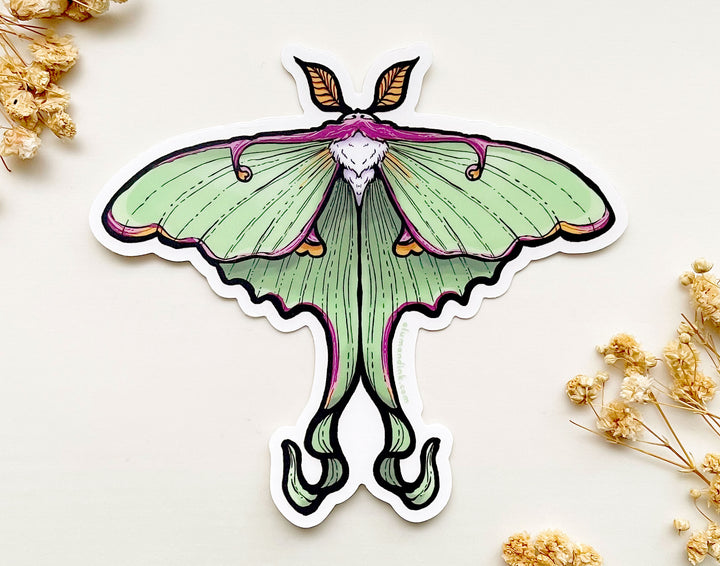Luna Moth Clear Vinyl Sticker