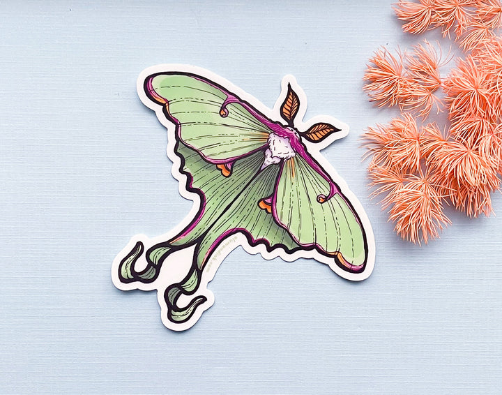 Luna Moth Clear Vinyl Sticker