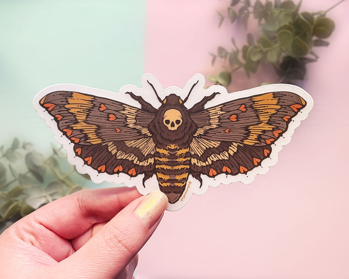 Love and Death's Head Moth Clear Vinyl Sticker