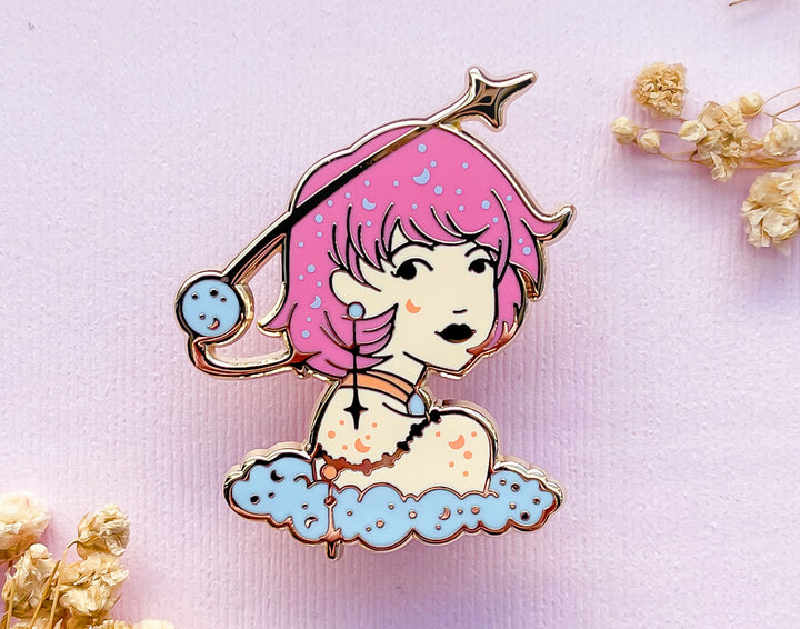 March Witch Aquamarine Enamel Pin