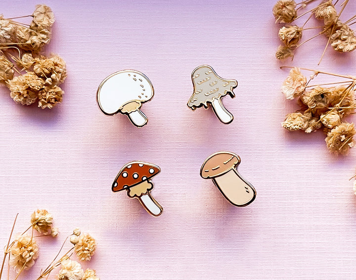 Mini Mushrooms Board Filler Enamel Pin Set