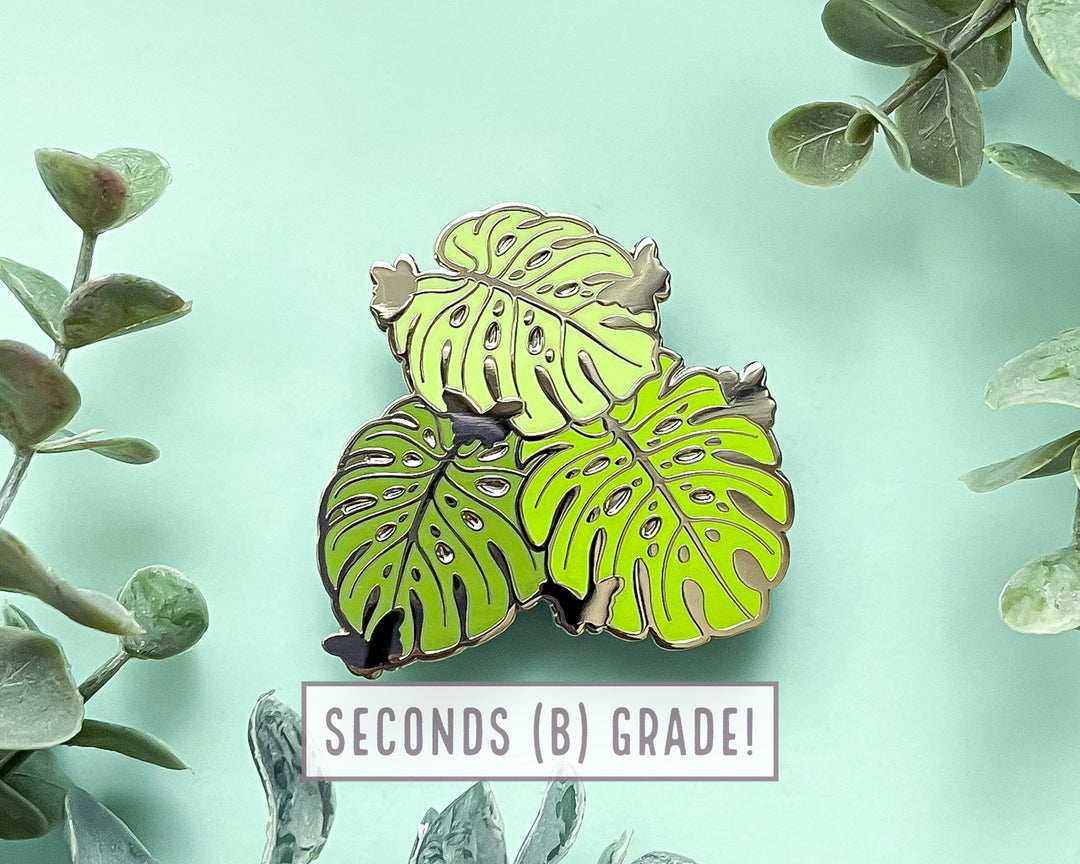 Monstera Leaves and Butterflies Enamel Pin (Seconds)