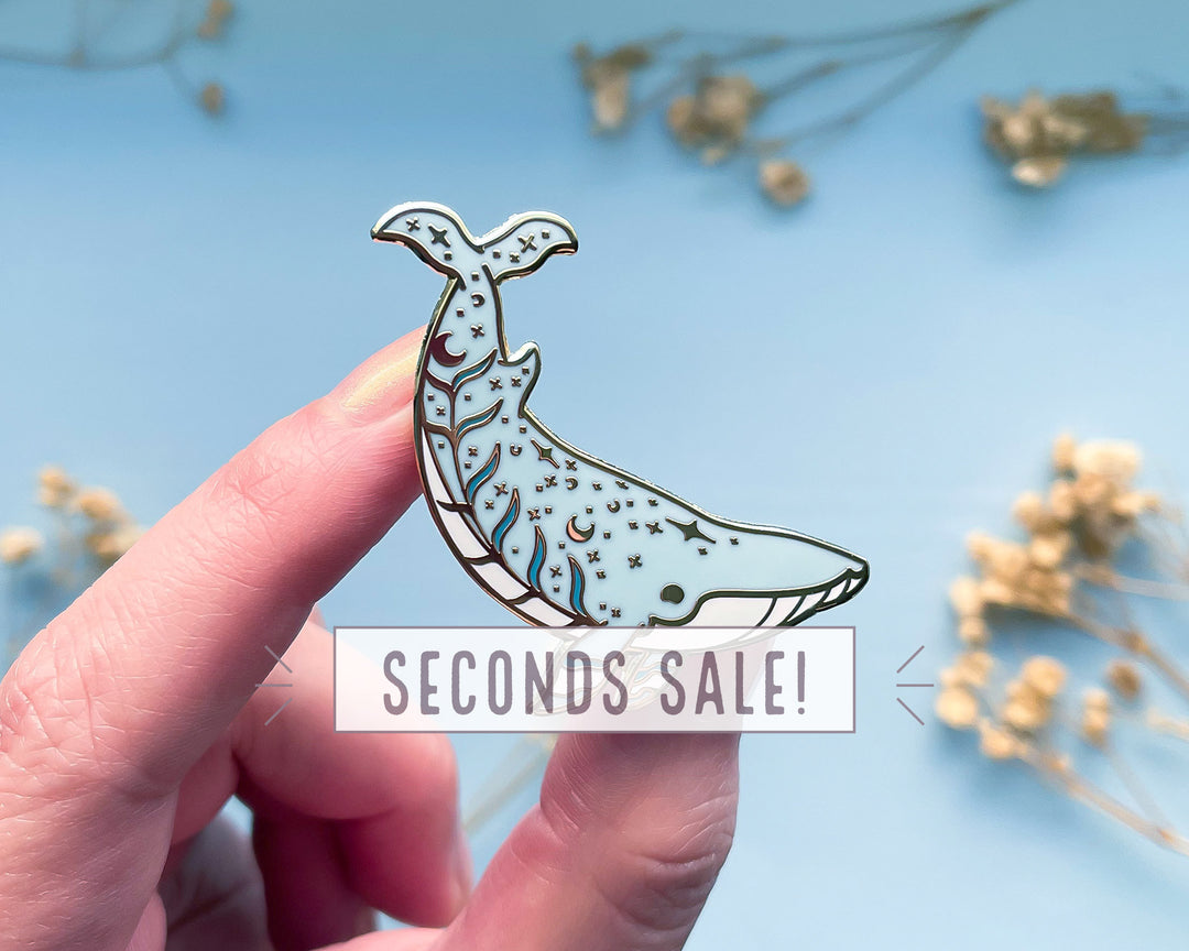 Moon Dedication Minke Whale Enamel Pin (Seconds)