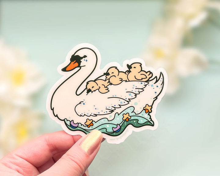 The Mothership Swan and Cygnets Clear Vinyl Sticker