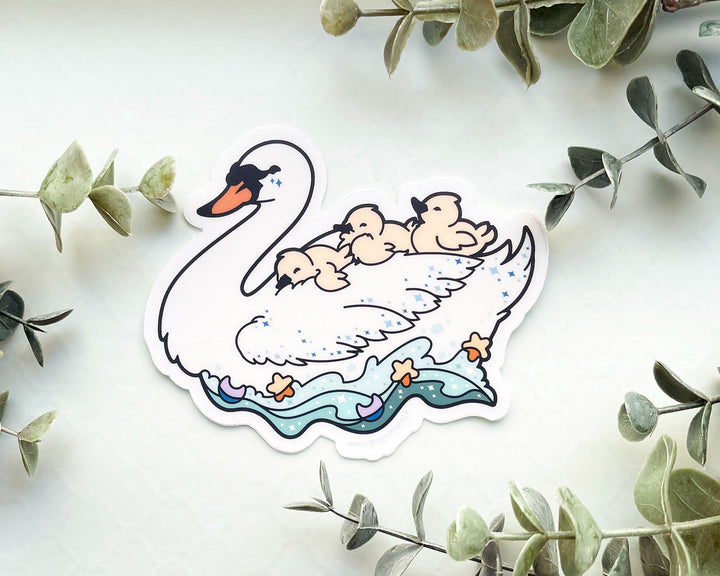 The Mothership Swan and Cygnets Clear Vinyl Sticker