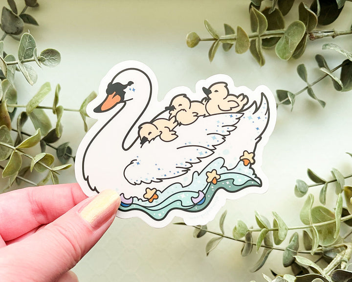 The Mothership Swan and Cygnets Clear Vinyl Sticker